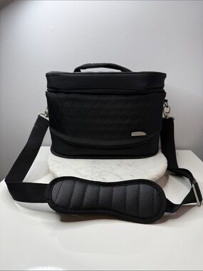 Travelon Black Quilted Makeup Organizer with Adjustable Strap